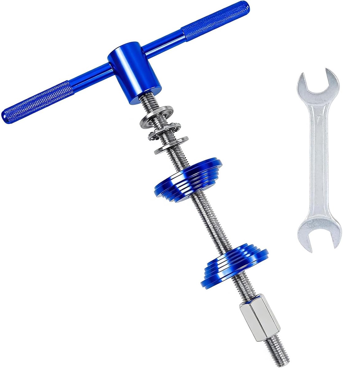 gereedschap, persgereedschap voor fietsstuurset, fiets BB lager Pressfit gereedschap met moersleutel, persgereedschap fietsen voor montage en demontage van stuurset en trapas