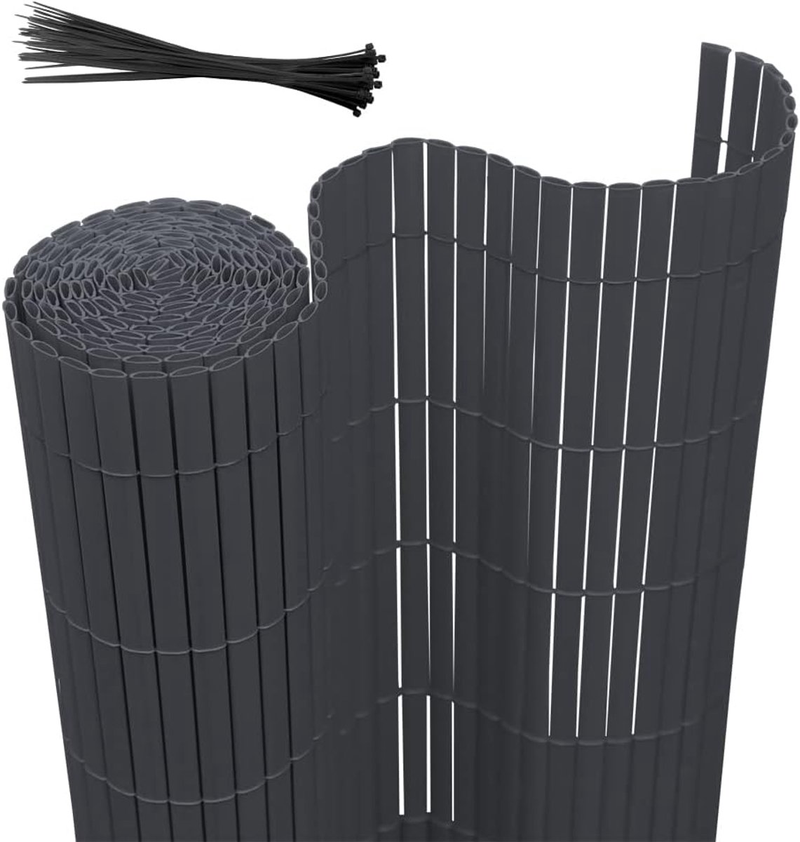 scherm 180 x 600 cm, pvc, inkijkbescherming, 3-gewicht-versterking, stabiel, pvc, inkijkbescherming, voor tuin, balkon, terras, omheining