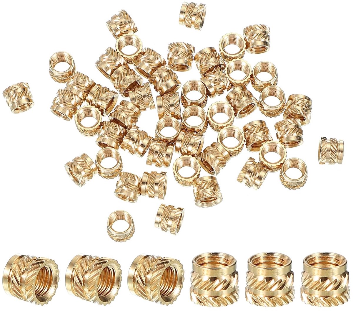M5 x 5,8 x 7,1 mm messing schroefdraadinzet, 20 stuks metrische kartelmoeren heat set inzetstuk voor kunststof 3D-printcomponenten