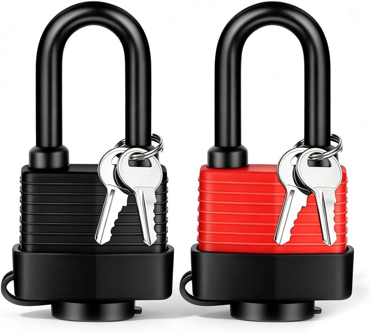 2 stuks hangslot, weerbestendig, 4 stuks sleutels, hangslot, gelijksluitend voor buiten, garagehek
