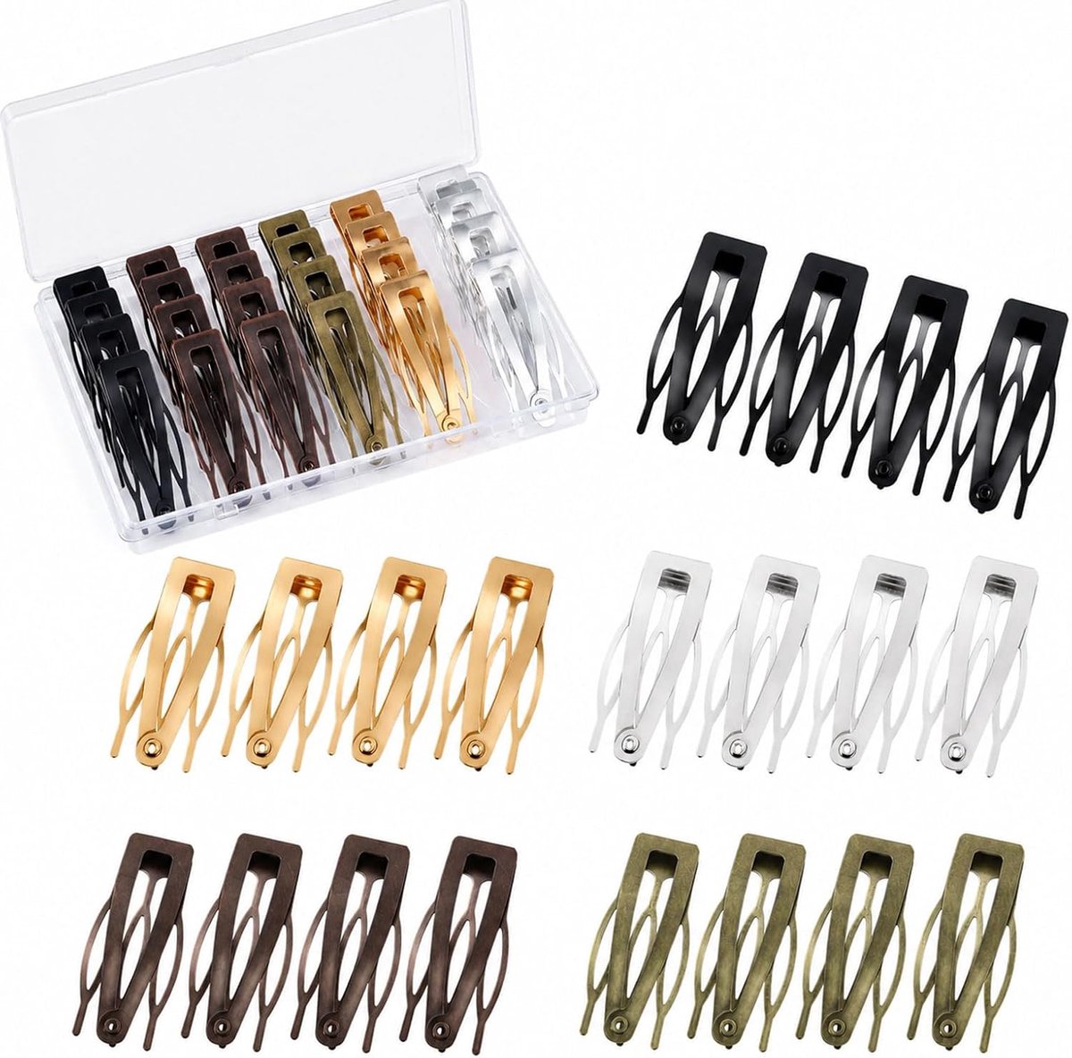 Haarspelden met kliksluiting, haaraccessoires voor dames en meisjes, kleine platte haarspelden voor het stylen van kort, fijn haar, cadeau-idee