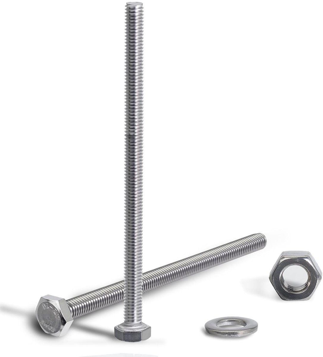 Zeskantbouten M6 x 80 mm 20 sets schroeven moeren set sluitringen M6 zeskantmoer DIN 933 roestvrijstalen schroeven A2 V2A volledige schroefdraad machineschroeven bouwbevestiging meubelmontage