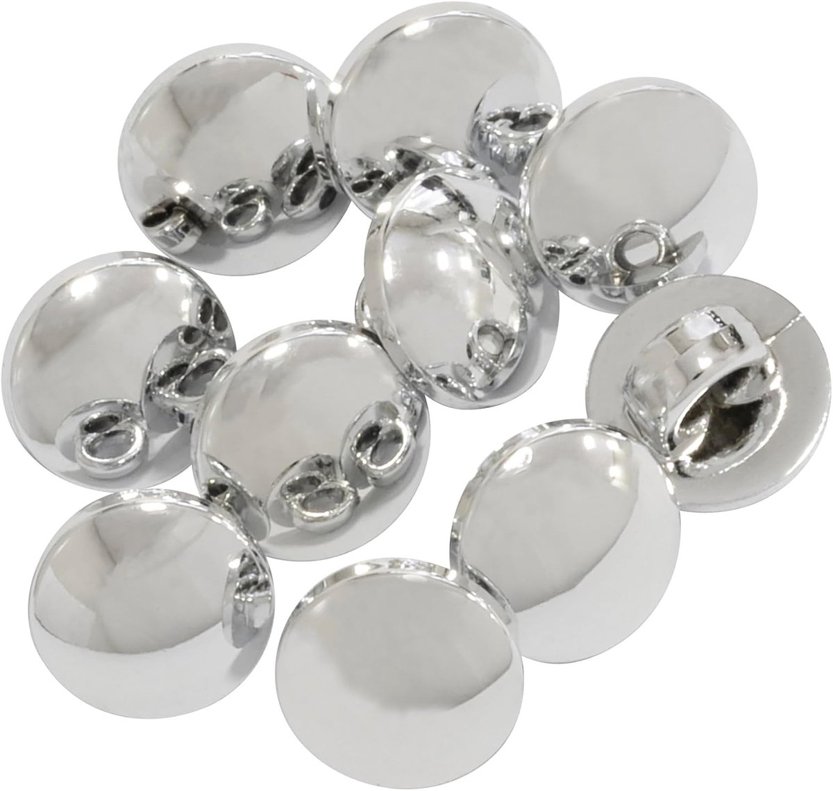 - C65703 - Set met 10 staartknoppen Ø 9 x 6,8 mm 14 l L14 - Kleur: Zilver - Opening 2,8 mm - van kunststof - Korte naaien confectie stof