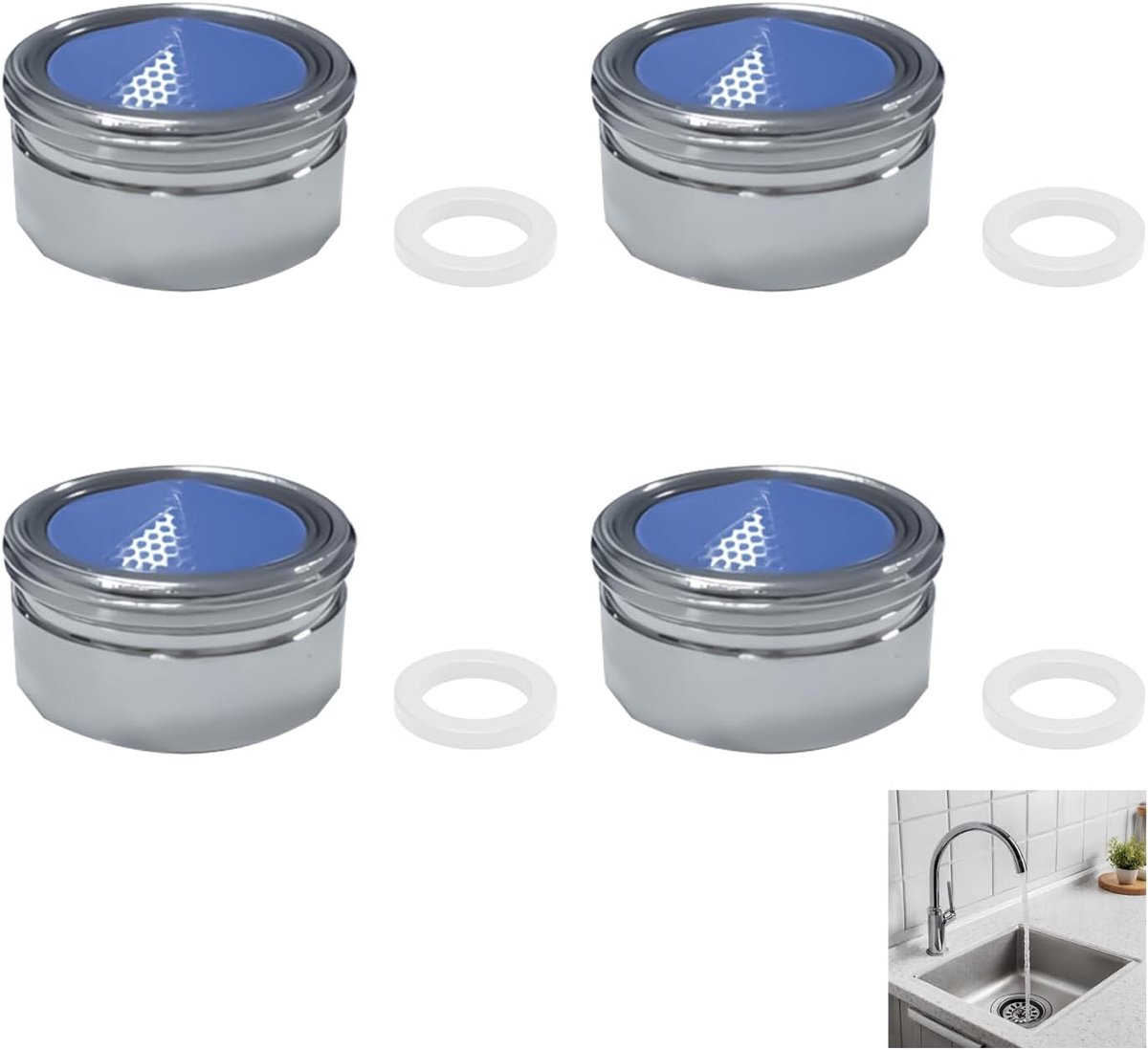 4 stuks straalregelaar M22, M22 waterkraan zeef met afdichtingen en ABS-filter M22 buitendraad waterfilter kraan reserveonderdelen beluchter uitloop voor keuken- badkamer en bar armatuuraccessoires