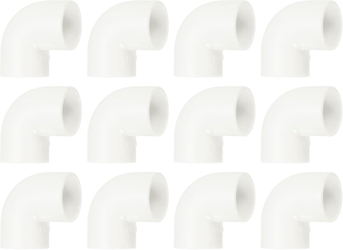 Set van 12 gebogen PVC pijpkoppelingen - 20 mm - Verloopkoppeling - Pijpkoppeling - Adapter voor tuin, boerderij, irrigatie, waterleiding - Wit