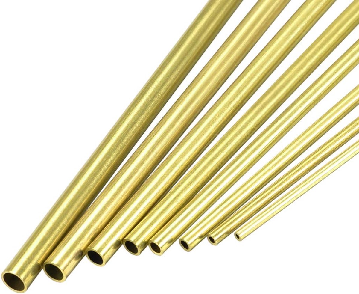 sourcing map 8 stuks messing buis 2 mm 2,5 mm 3,5 mm 4 mm 4,5 mm 5,5 mm ODx0,5 mm muurdikte 300 mm lengte naadloze ronde buis