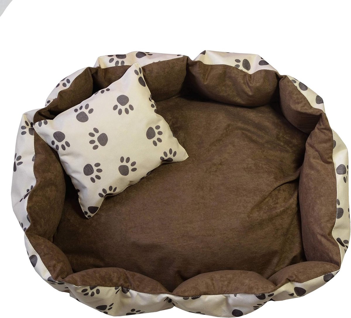 Hondenbed hondenkussen met onderkant een anti-slip bodem kleur maat naar keuze S-XXL (S, beige/beige)