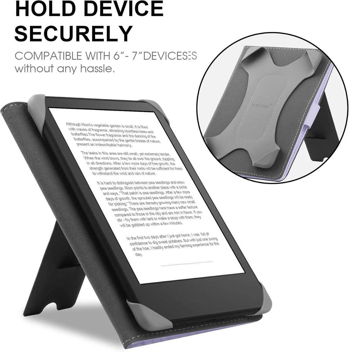 Universele Hoes voor 6,8 Inch, 7 Inch eReader Compatibel met Pocketbook/Tolino/Sony E-Book Reader Kindle Paperwhite/Kobo Clara HD/Kobo Clara 2E Beschermhoes met Standaard, Paars – foto 5