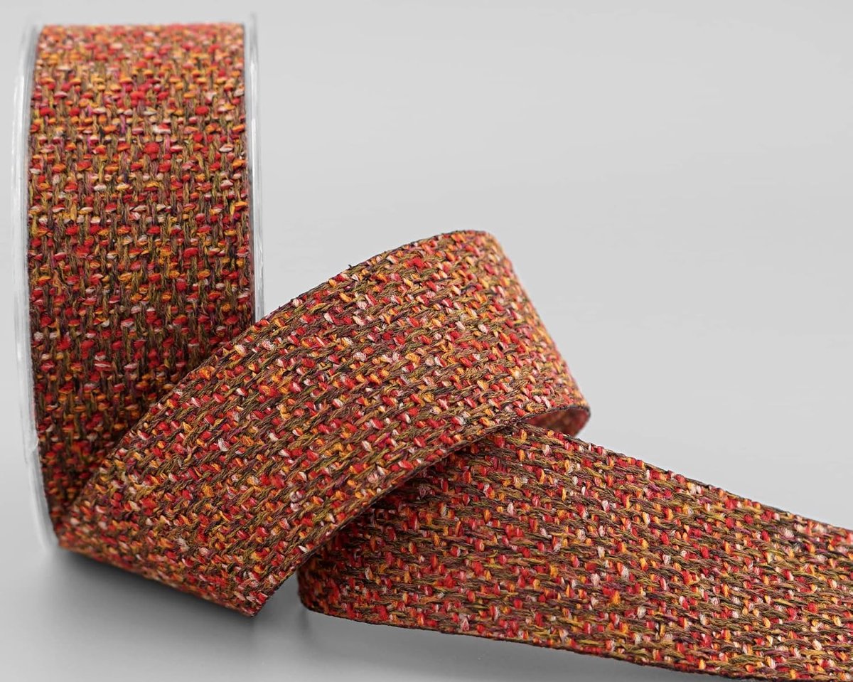 8 m x 40 mm stoffen band wol-look band TERRACOTTA geweven decoratielint voor naaien knutselen decoreren lint bruin rood oranje cadeaulint naaien handwerk projecten