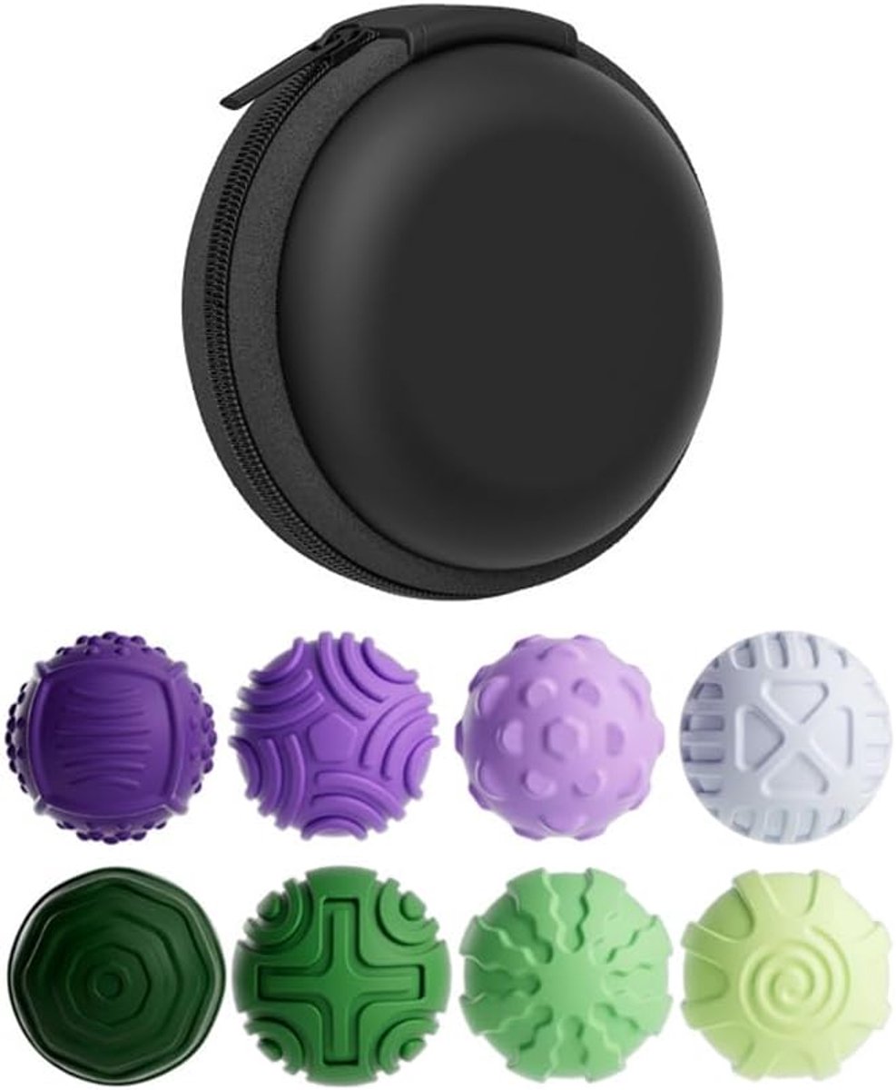 Set van 8 magnetische siliconen ballen, groen, paars, stressverminderende ballen voor kantoor en dagelijks gebruik, handontspanning, gadget voor concentratie en ontspanning
