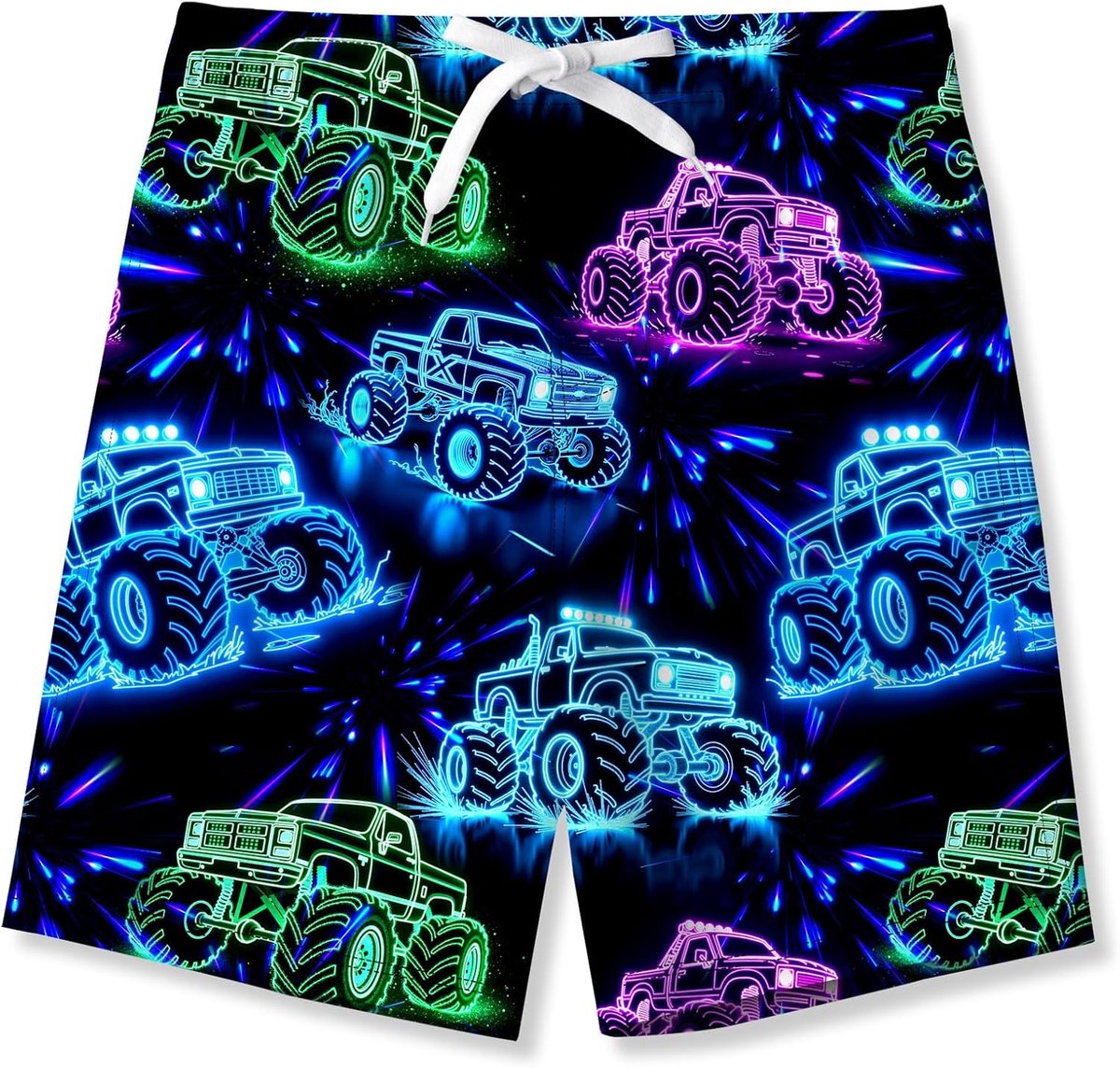 Zwemshorts voor kinderen, jongens, 3D-print, grafisch, sneldrogend, grappige nieuwigheid, boardshorts voor de zomer met binnennet, koord en zakken, 7-14 jaar