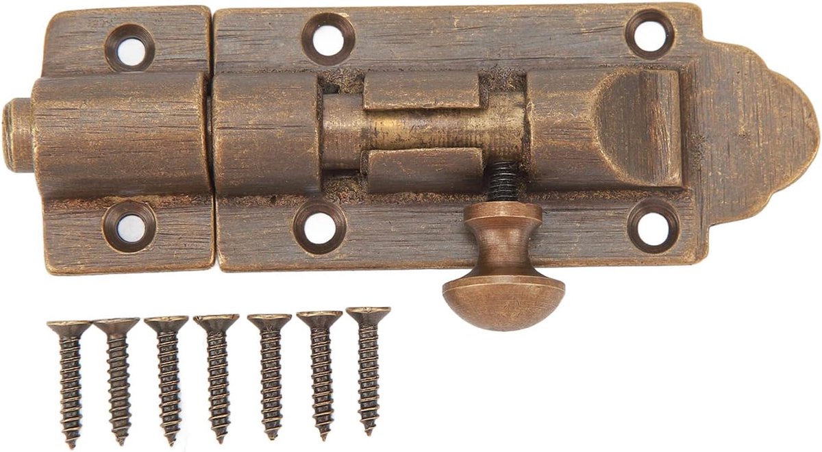 Gegoten Messing Vatbout, Antieke Koperen Deurschuifgrendel Hardware Schuifdeurgrendel Met Schroeven