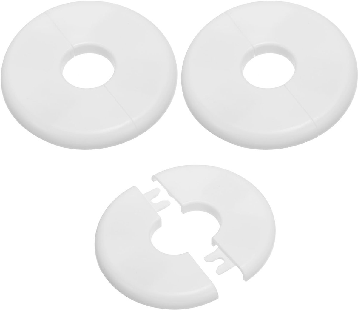 Muursplitflens 23,5mm/0,93", 3 stuks ABS ronde zelfklevende escutcheon plaatdeksel gesp voor waterpijpkraandecoratie, wit