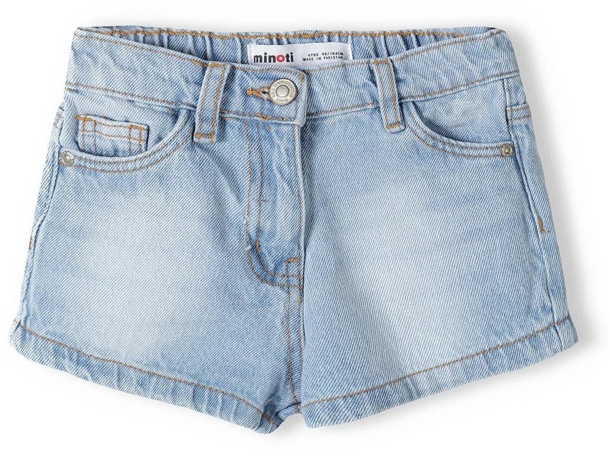Minoti korte spijkerbroek meisjes straight - lichtblauw denim
