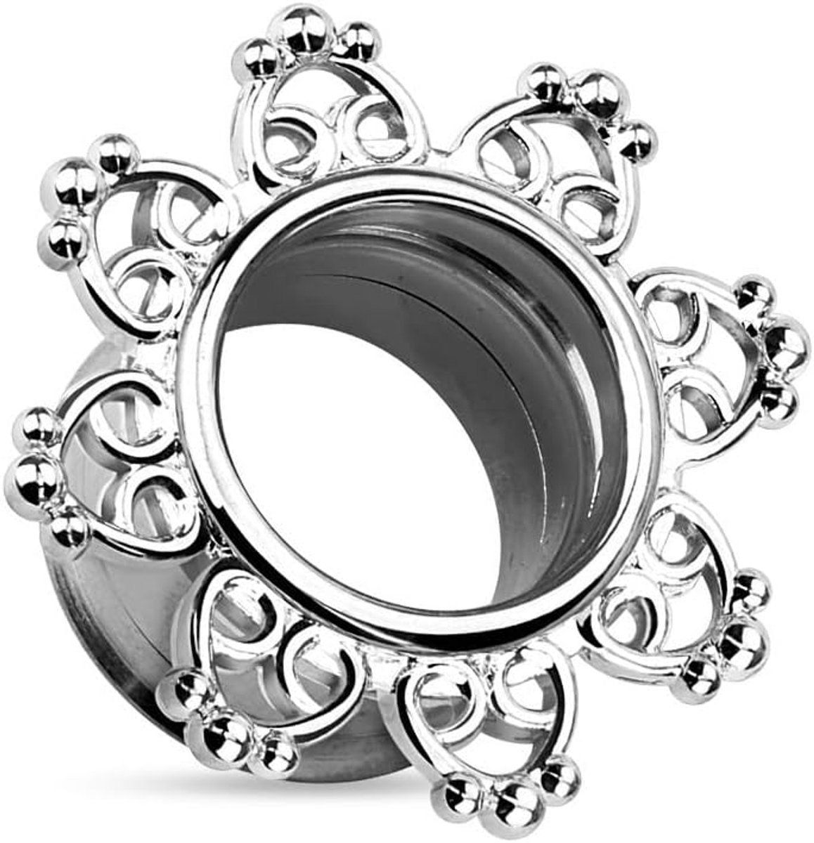 tribal harten zilver roestvrij staal oorpiercing oor-sieraden double flared plug schroefsluiting 3-16 mm