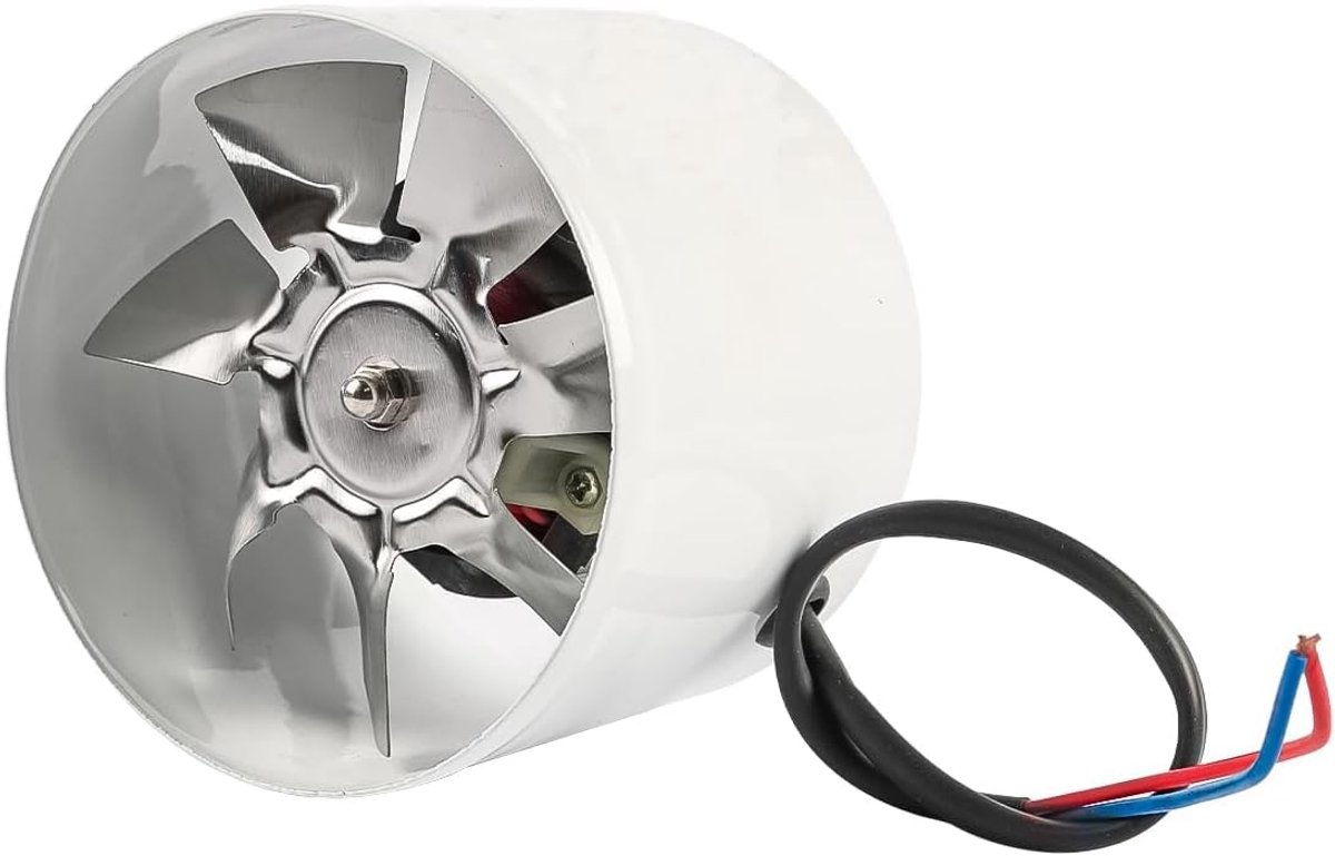 Axiale kanaalventilator 100mm - 20W, toevoer-/afvoerlucht voor badkamer, toilet, keuken, kas, tent, garage (wit)