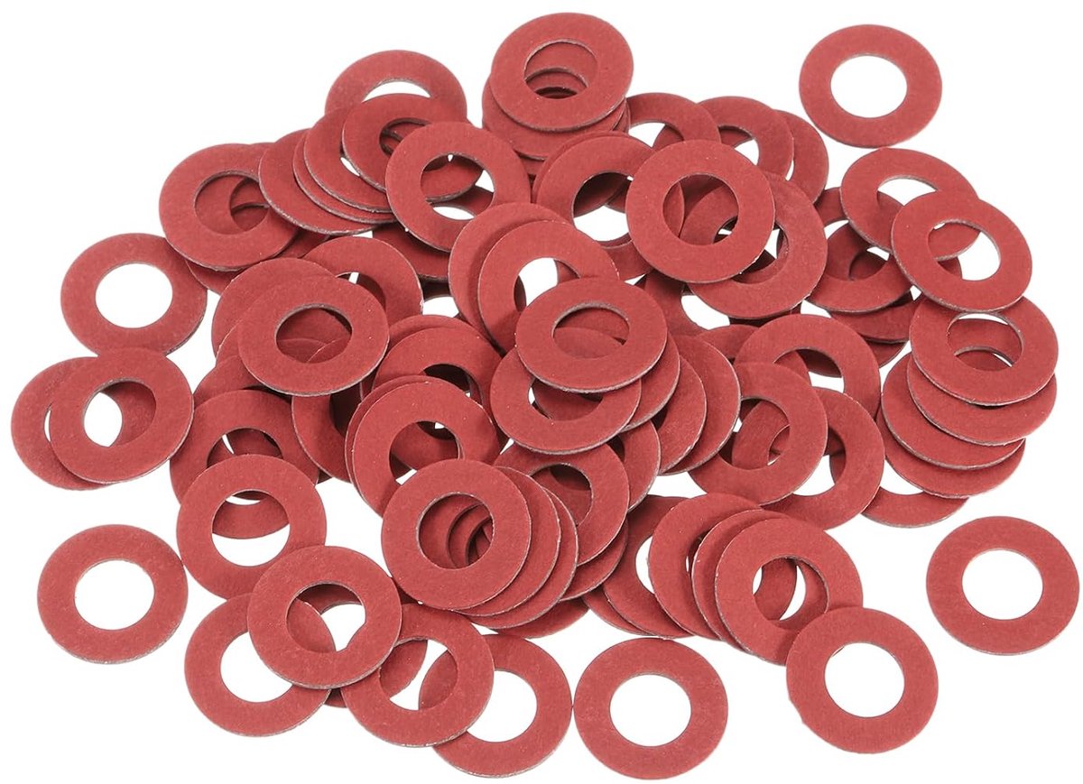 220 stuks sluitring M4 x 10 x 1 mm, rood staalpapier sluitringen set, isolatie platte afdichting voor schroeven, moeren, schroefdraadstang, machinebevestiging, sanitair