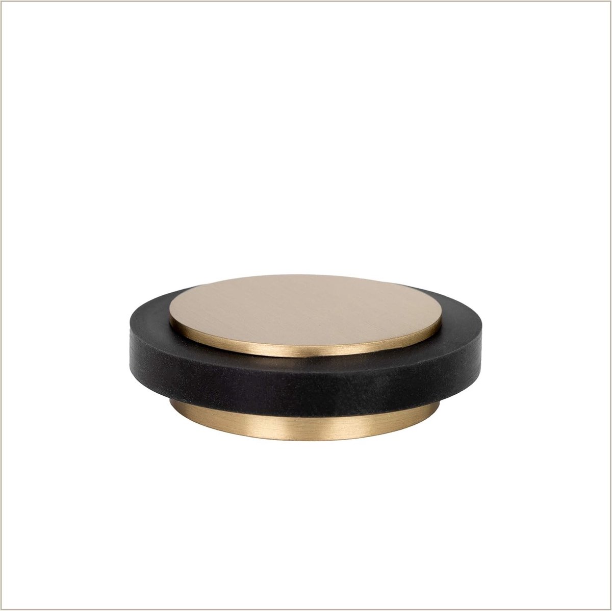 Deurstopper zelfklevend - Mat Messing - Ø 35 x 12 mm - Zwart Rubber - Voor Binnen en Buiten
