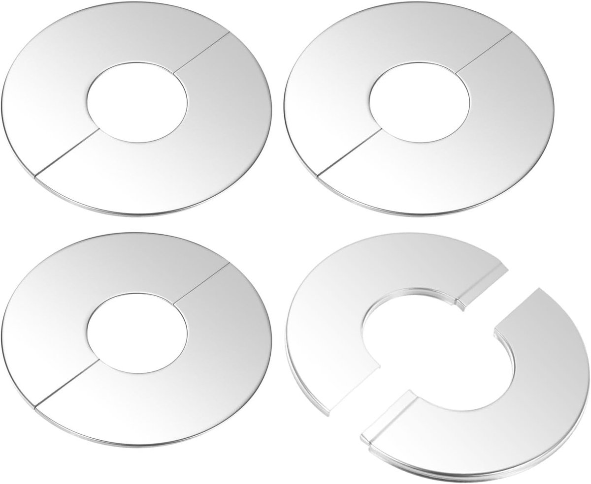 METERXITY 4-Pack Muur Split Flens, voor 2 Inch/50mm OD Pijp 304 Roestvrijstalen Escutcheon Plaat Ronde Zelfklevende Sanitair Afdekplaten voor Waterpijp/Kraan