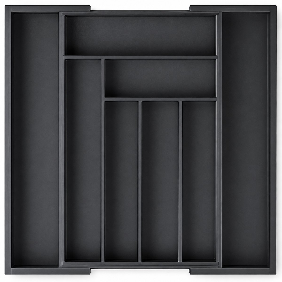 Somstyle Uitschuifbare Bamboe Bestekbak - 32 / 52 x 43.5 x 5 CM - Besteklade Organizer - Bestekhouder met 8 Vakken - Zwart