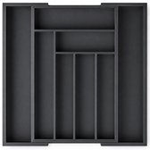 Somstyle Tiroir à Couverts Extensible en Bambou - 32 / 52 x 43.5 x 5 CM - Organisateur de Tiroir à Couverts - Porte-Couverts avec 8 Compartiments - Noir