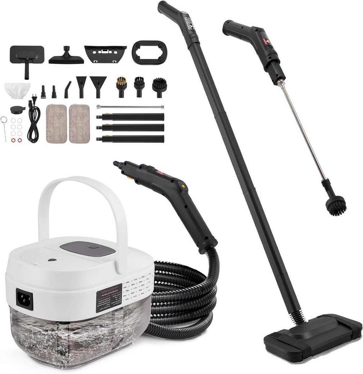 Stoomreiniger Handapparaat - Stoomreiniger met slang - Hygiënisch Huis - Snel Opwarmen 10 Sec - 16 Liter - Wit