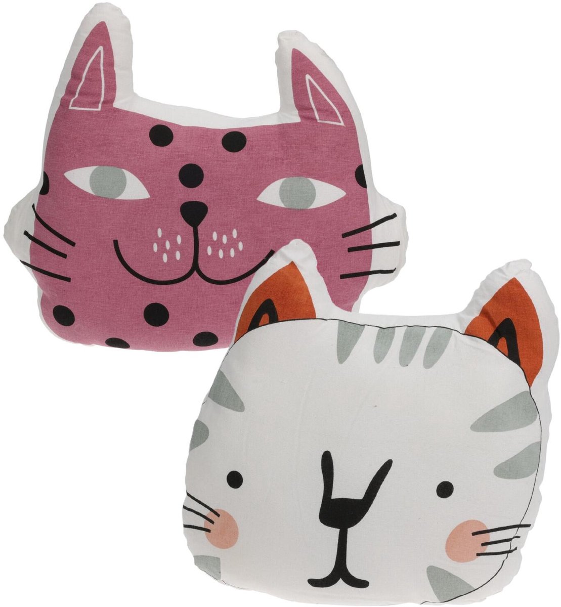 Home & Styling Dieren sierkussen set - 2x - Kat / poes - kinderkamer - 35 x 40 cm - polyester