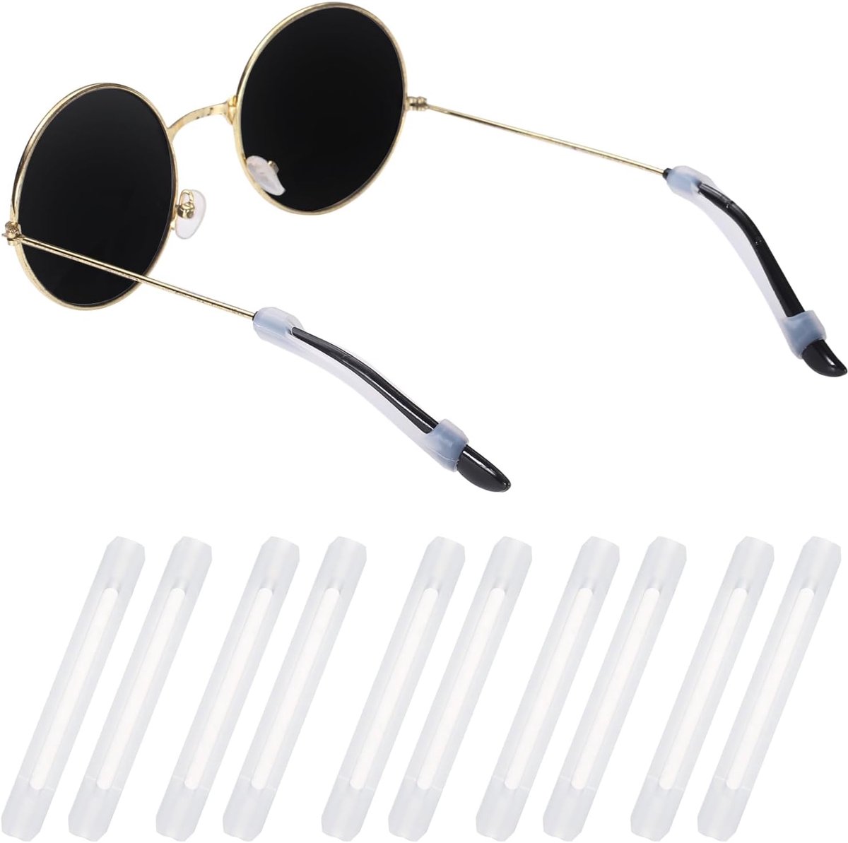 5 paar siliconen brillenpootjes, mouwen, antislip, brilhouder, elastisch, comfortabel, voor dagelijks gebruik, zonnebrillen, transparant, transparant, 2.2"