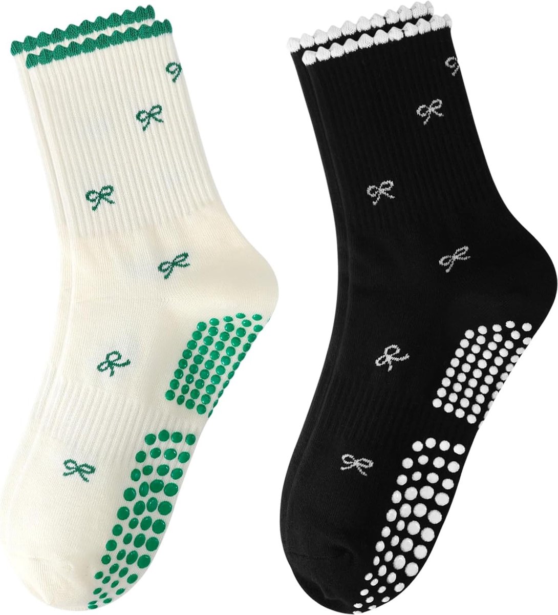 Sokken voor dames, mooie antislip sokken met hartpatroon, ideaal voor fitness, balletstang, dansen