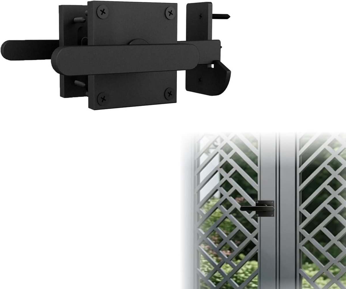 poortgrendel, robuuste draaideurgrendel, hekgrendel, deurbeslag voor houten hek, hoogwaardige deurgrendel voor houten hek, deurgrendel grendelslot aluminium voor tuinpoort, schuurdeur