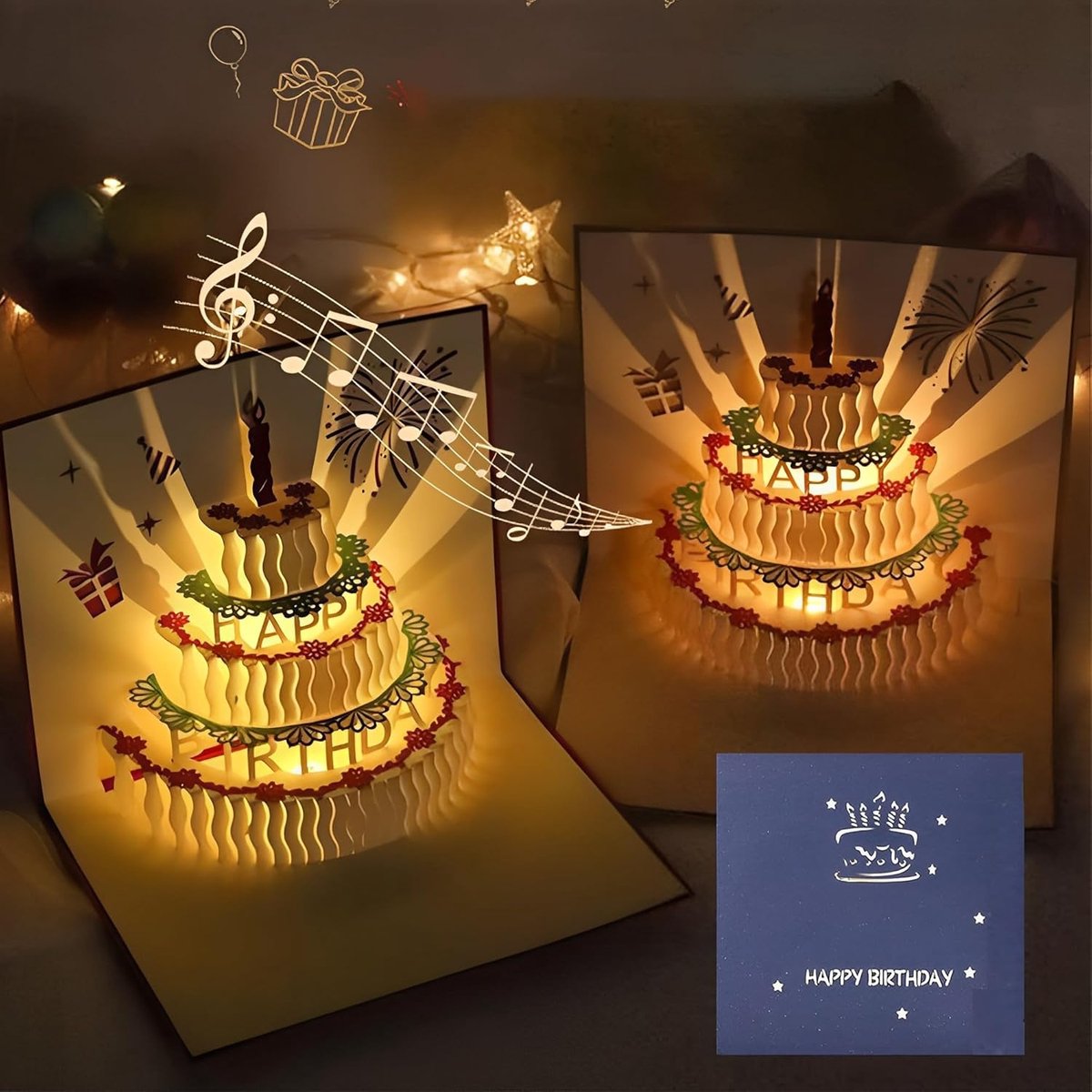Verjaardagskaarten 3D Pop-up - Verjaardagstaart - Voor Vrouwen, Mannen en Kinderen - Persoonlijke Boodschap - SnelShoppen