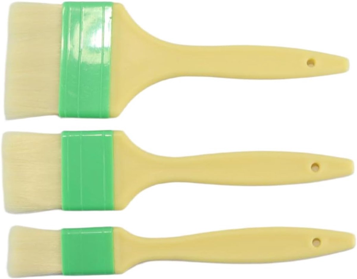 3Pcs Keuken Gebak Borstel Set Natuurlijke Borstelharen Vet Borstel Voor Grillen Bakken En Olie Doseerden 3 Verschillende Grootte