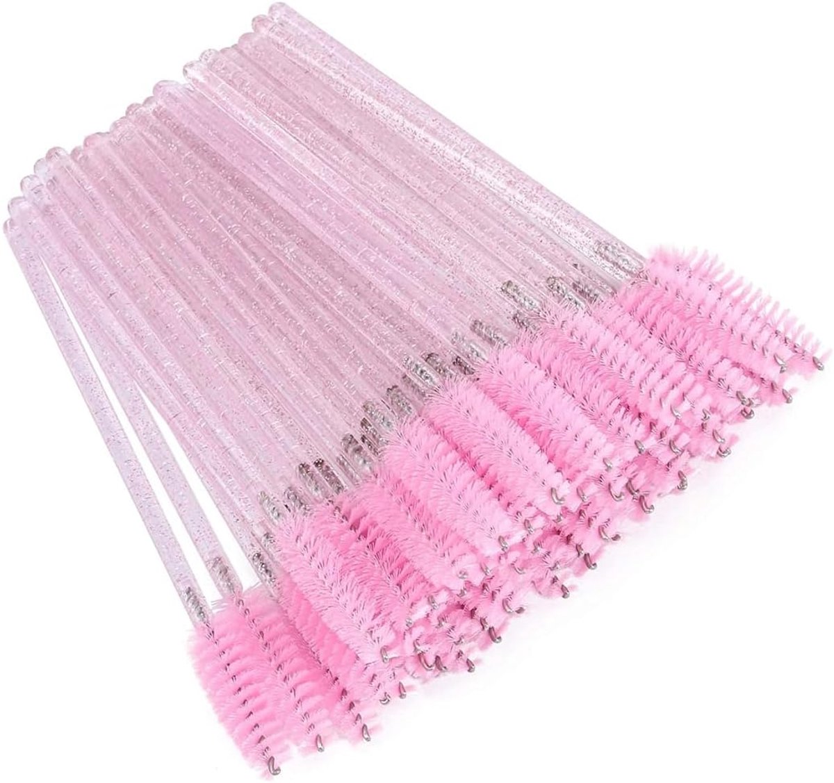 50 stuks wegwerpborstels voor wimpers, wenkbrauwmascara, wimperkammen met kristalgreep, wimperkam, wimperkam, gereedschap voor het krullen van wimpers, accessoires borstels