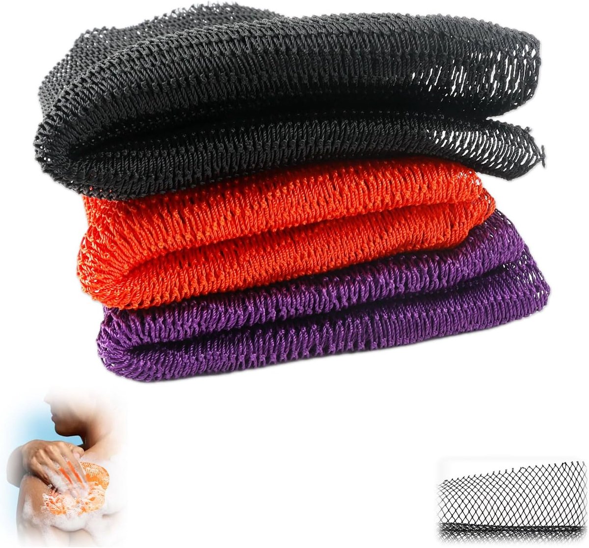3 stuks​ ​ ​ Afrikaanse netspons​ Afrikaans net spons​ 30-75 cm​ - douchespons ​​ ​​ ​ ​ badspons​ ​ peelinghandschoen rugborstel​ peeling lichaam