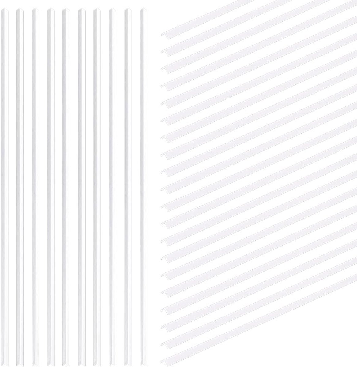 30 stuks 255 x 3 x 3 mm witte ABS-kunststof L-profielen rechthoekige lijsten ABS styreen plastic L-vormige rechthoekige strepen witte modelbouw staven voor doe-het-zelf bouw