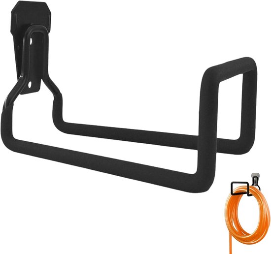 stabiele metalen slanghouder voor wandmontage, 19,3 x 12,5 cm tuinslanghouder, waterslanghaak voor buiten, zwart — afbeelding 5