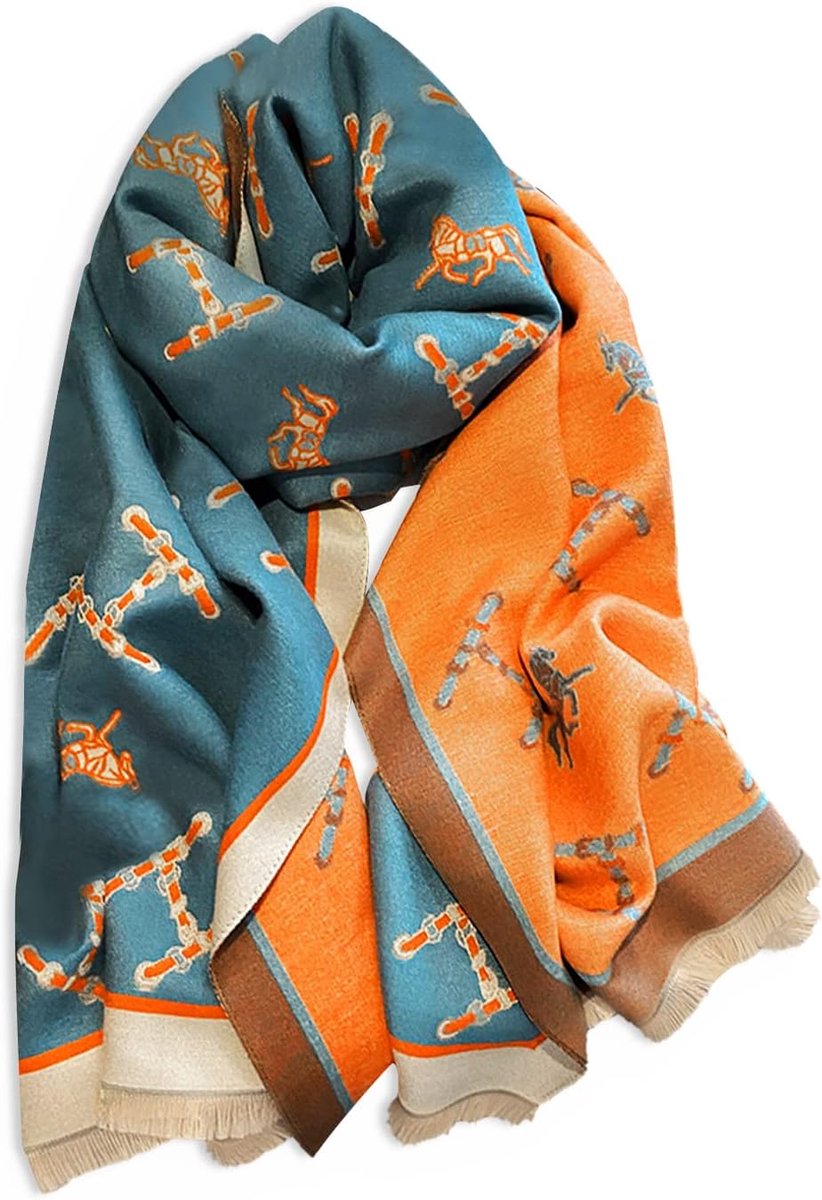 Winter Sjaal Kasjmier Sjaal Voor Vrouwen Brief En Retro Paard Patroon Warme Pashmina Sjaals Met Kwastje Zachte Lange Wraps Stola