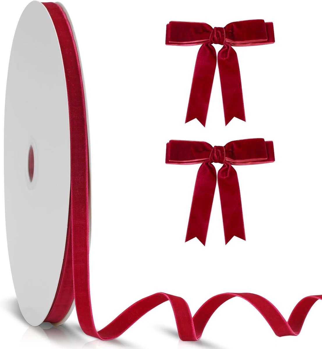 10 mm fluwelen lint rood - 23 m - 23 m dubbelzijdig cadeaulint fluwelen lint donkerrood kerstlint decoratielint voor kerstboom, cadeau, strik, knutselen