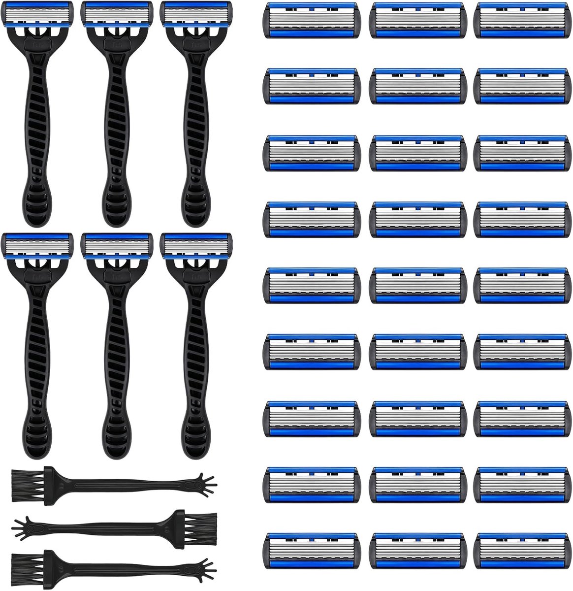 Scheerapparaat heren — Incl. 6 nat scheermesjes, 27 reservemessen met glijstrips (6-voudige mesjes) en 3 borstels voor een grondige, langdurige scheerbeurt
