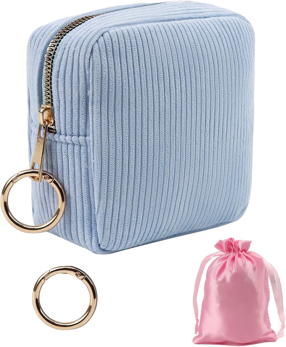 opbergen, binden, opbergen, ritssluiting, kleine tas voor hygiëneartikelen, eerste menstruatie, meisjes, noodtas, school, draagbare menstruatietas, geschenken voor meisjes en vrouwen, blauw
