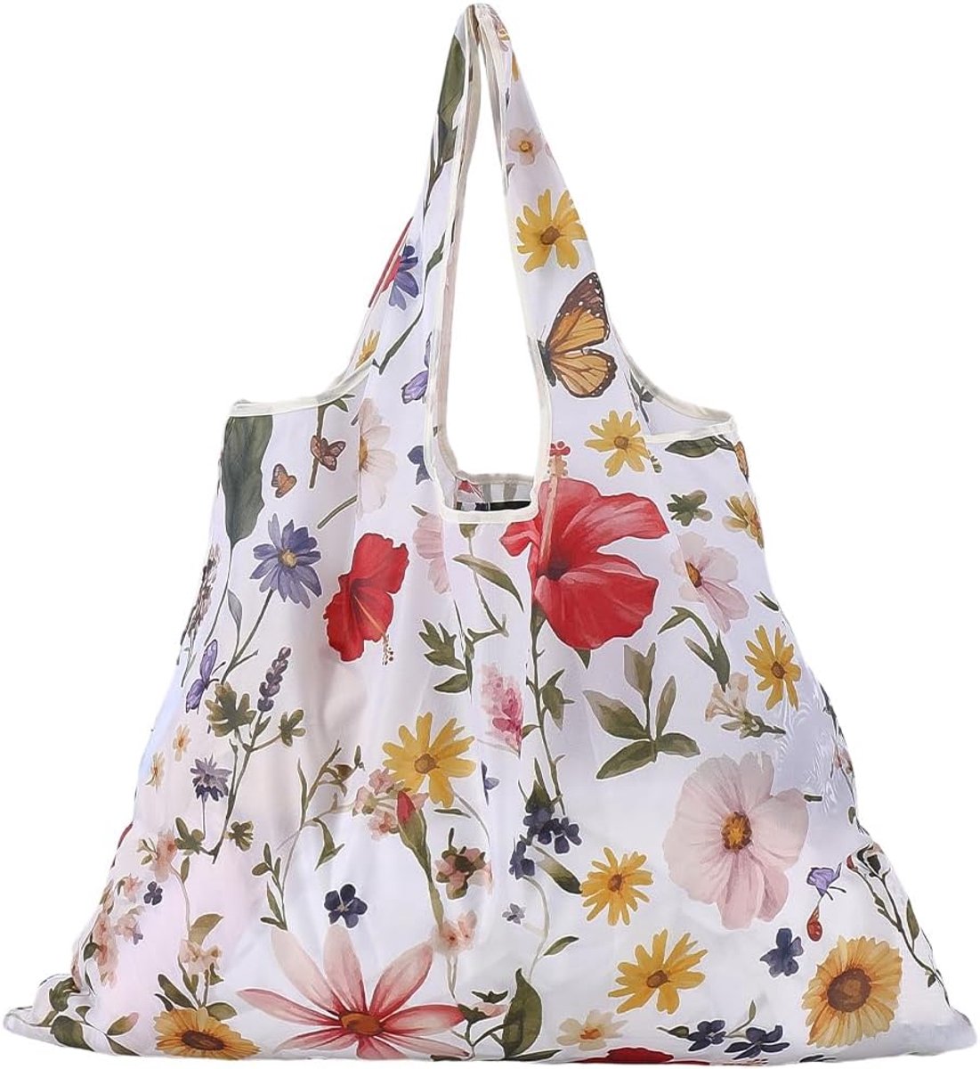 Herbruikbare boodschappentas met vlindermotief, opvouwbaar, grote draagtas met hengsels, duurzaam, wasbaar, polyester, cadeau-idee voor vrouwen, strandvakantie, reizen, winkelen, 42 x 56 cm