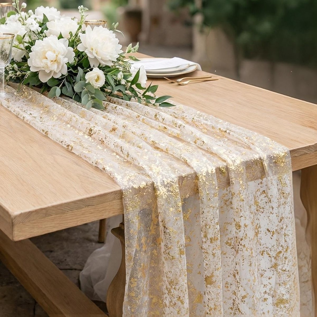 Gold Glitter, Tischband Glänzend 70 x 300 cm (A)