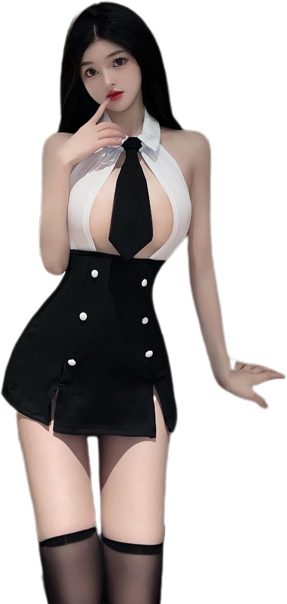Sexy cosplay-lingerieset voor dames, kantoor, secretaris, uniform, naughty leraarskostuum, korte rok met sokken