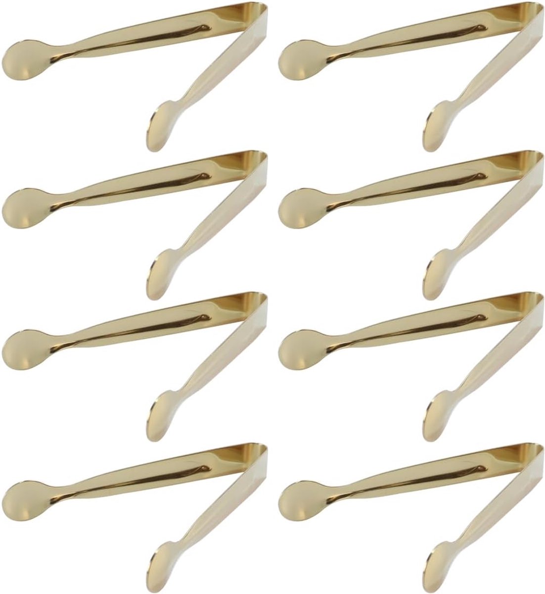 8 stuks roestvrijstalen ijstangetjes, mini suiker-, salade-, gebak- en snoeptangetjes, geschikt voor snoepbars, bruiloften, keukens en verjaardagsfeestjes (goudkleurig)