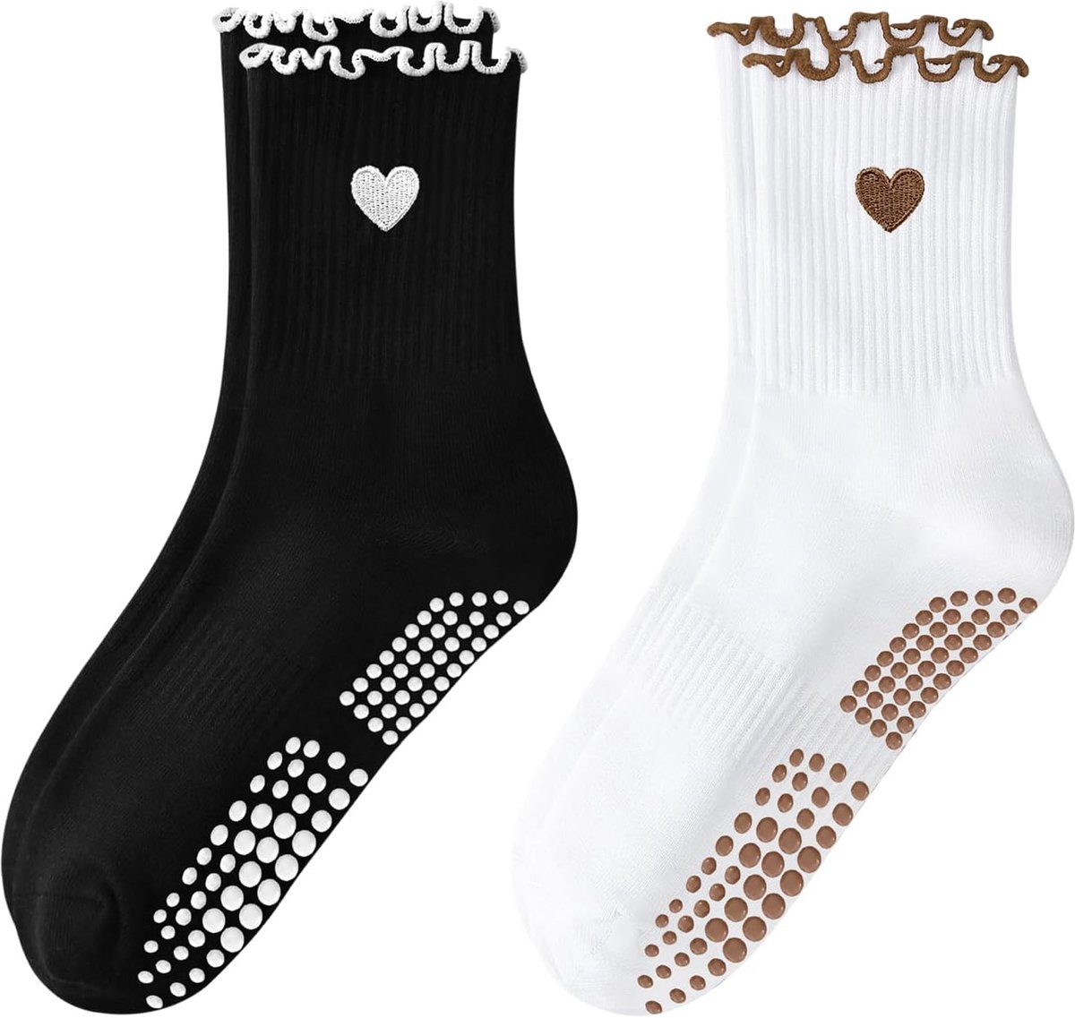 Sokken voor Vrouwen Aardbei Citroen Boog Yoga Antislip Crew Sokken voor Fitness, Ballet, Dans Workout | Grippy, borduurwerk, katoen, antislipnoppen, ideaal voor fitness, bar, geschenken