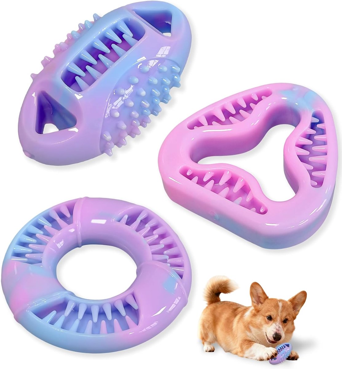 Kauwspeelgoed voor kleine honden, langzaam voeder voor huisdieren om verveling te verminderen, geschikt voor puppy's en kleine honden (3-delige set)