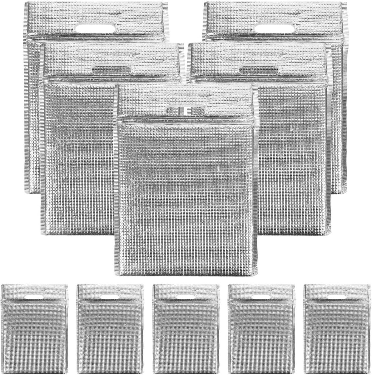 Koeltassen voor levensmiddelen en snacks, geïsoleerde aluminiumfolie, herbruikbaar, licht, draagbaar, voor picknick, kantoor en vrije tijd, 10 stuks