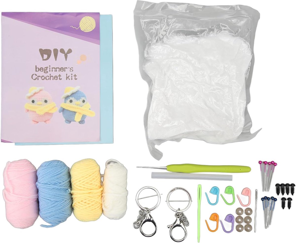 Haakpakket DIY Haakset voor Beginners met Stapsgewijze Video-tutorial Extra Garen Haaknaalden Naalden Vulling Geschenkdoos voor Verjaardagen Kerstmis