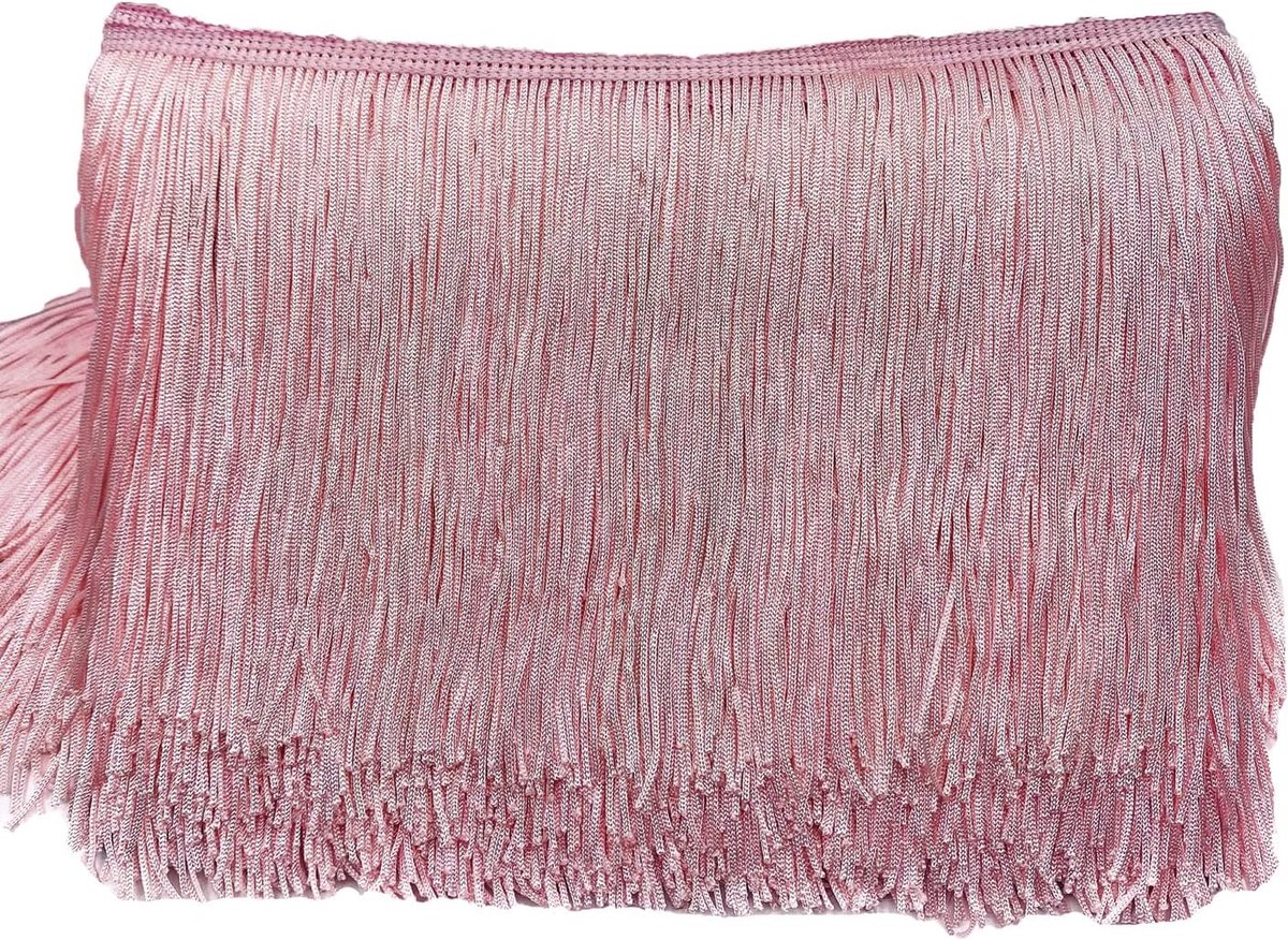 Franjeband met franjes, 15 cm x 2 m, decoratief lint, franjes, zijden franjes, decoratief lint voor naaien, doe-het-zelf kleding, lingerie, kostuums, gordijnen, decoratie, oudroze