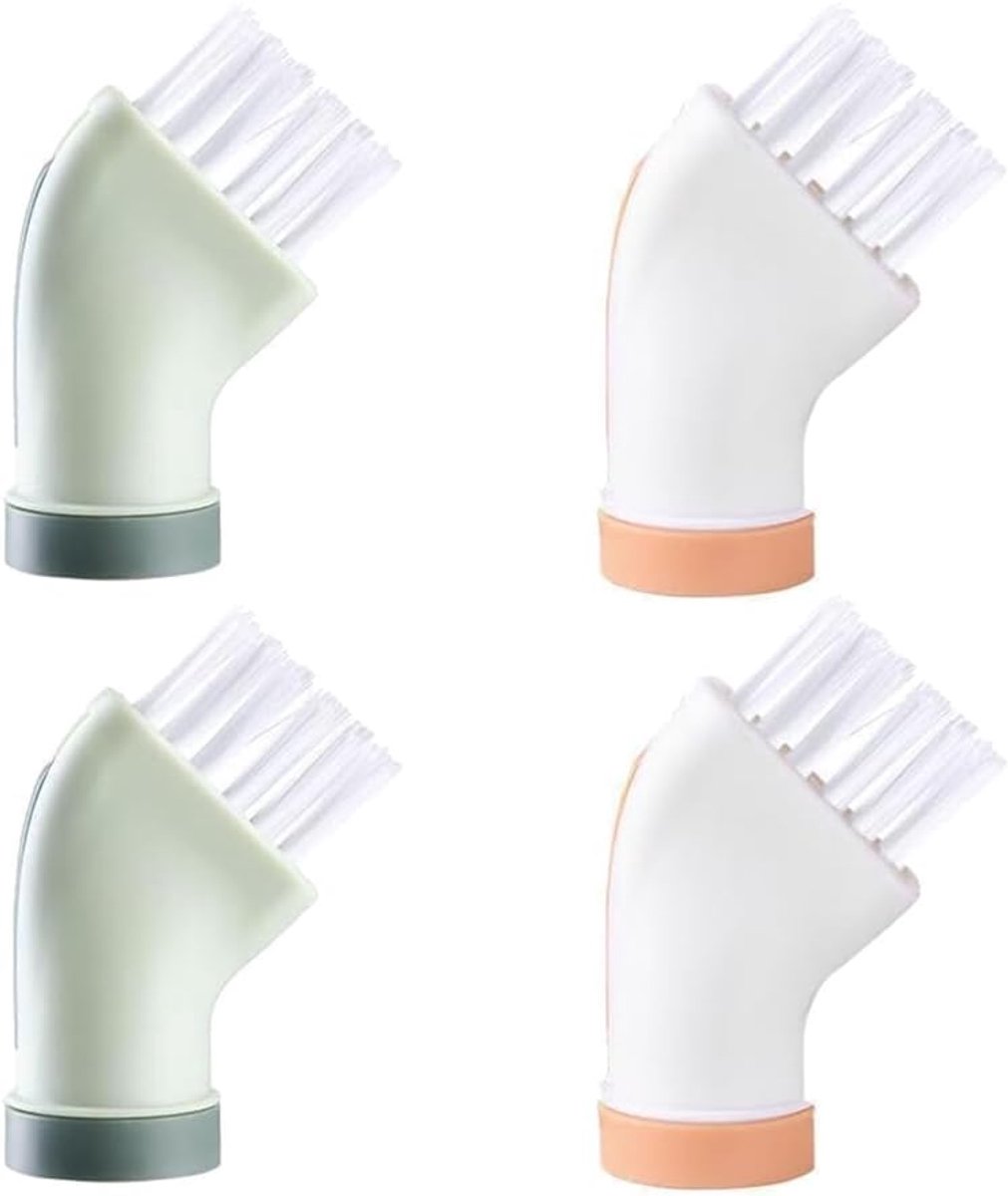 4-delige multifunctionele reinigingsborstelset, compatibel met waterflessen voor nat of droog gebruik, met voegenreinigingsborstels (2 witte + 2 groene) reinigingsborstels, mini-borstel